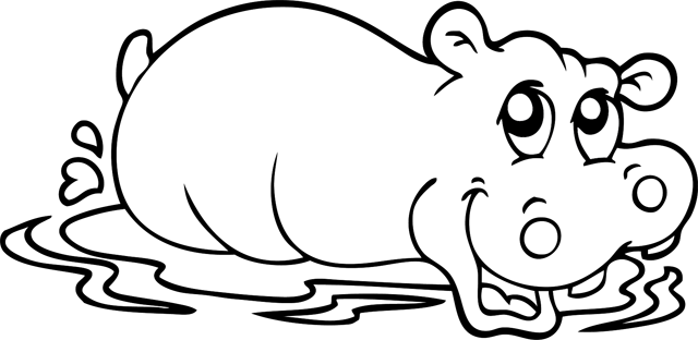 Coloriage hippopotame dans l'eau