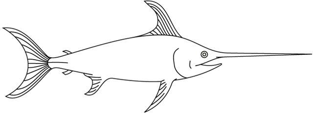 Coloriage à imprimer, un poisson marlin