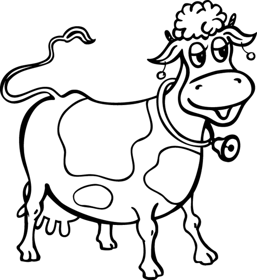 Coloriage d'une vache avec clochette