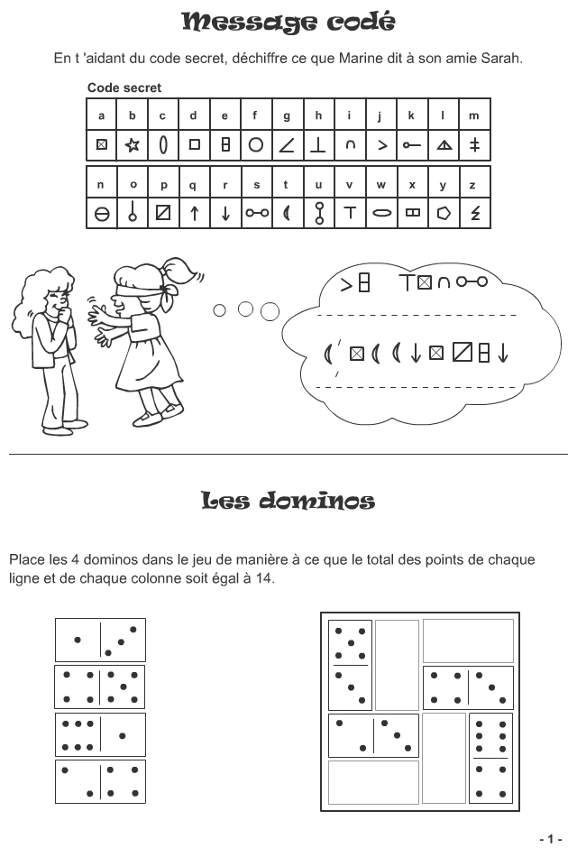Jeux à imprimer pour enfants de plus de 7 ans, page 1