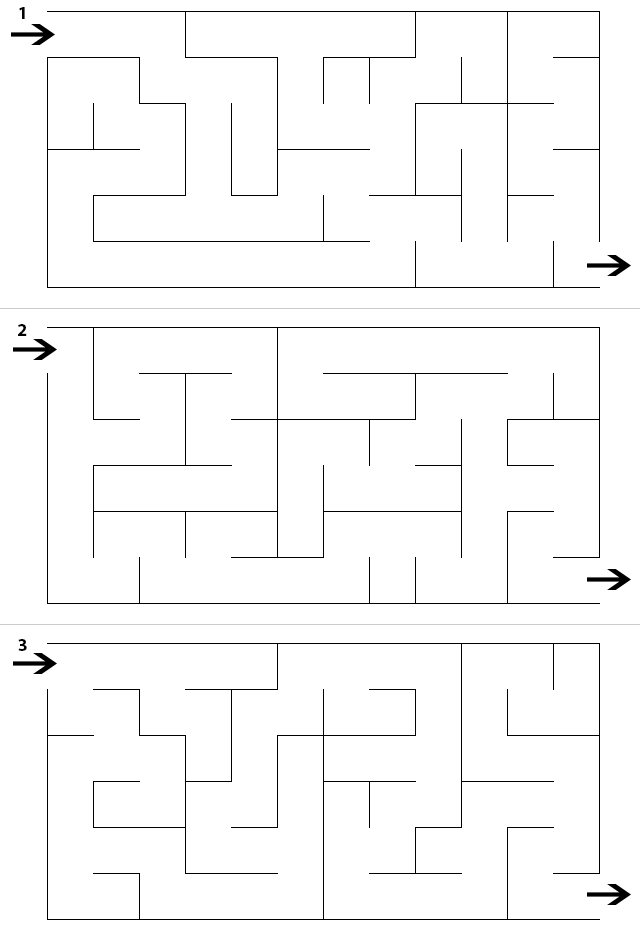 3 labyrinthes à imprimer