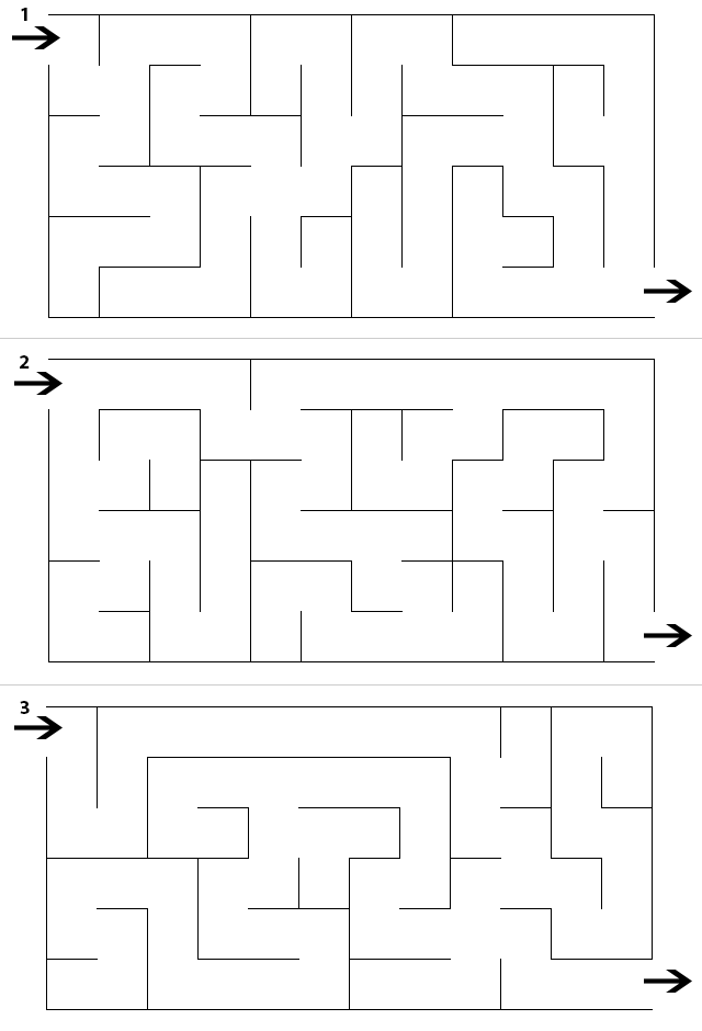 3 labyrinthes à imprimer