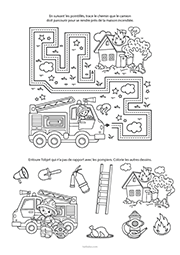 Jeu à imprimer sur le thème des pompiers, maternelle, PS