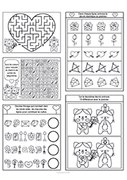 Fiche de jeux à imprimer sur la Saint-Valentin, maternelle GS, CP