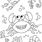 Coloriage à imprimer : fond marin avec un crabe