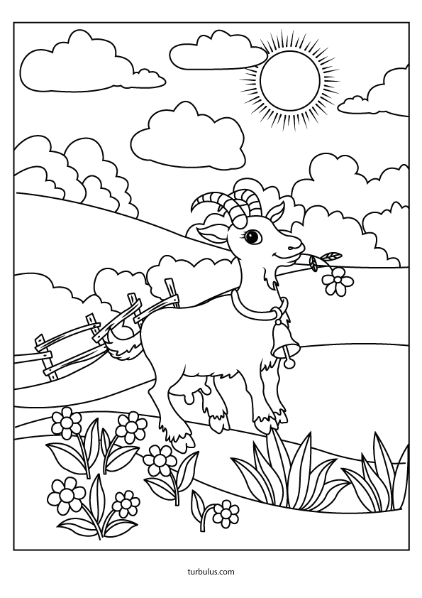 Dessin à imprimer et à colorier ; une chèvre