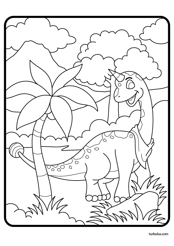Dessin à imprimer et à colorier ; un drôle de dinosaure