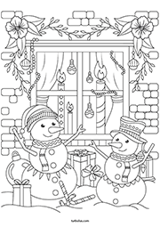 Coloriage à imprimer : des bonhommes de neige