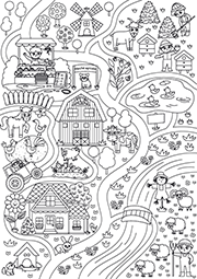 Coloriage d'une ferme à imprimer