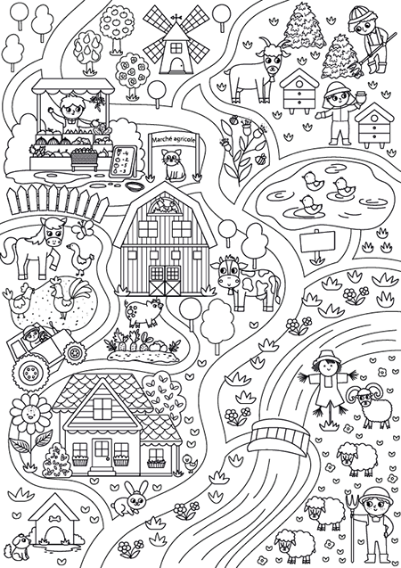Dessins à imprimer et à colorier sur le thème de la ferme
