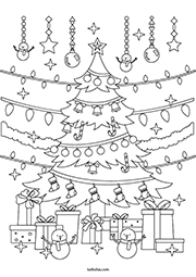 Coloriage à imprimer : un sapin de Noël décoré