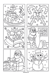 Page de 6 coloriages sur le thème de Noël