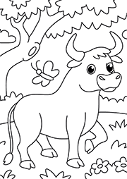 Coloriage à imprimer : un taureau