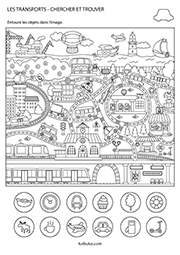 Fiche de jeux à imprimer sur le thème des transports, maternelle MS, GS, CP