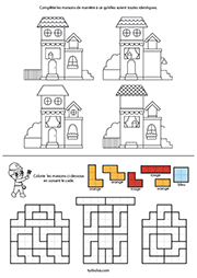 Exercice à imprimer, les constructions, maternelle MS, GS, CP