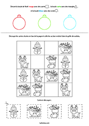 Fiche de jeux à imprimer sur le thème de Noël, maternelle MS, GS, CP