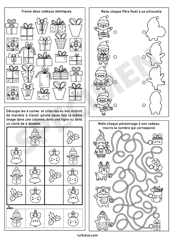 Jeux de Noël à imprimer