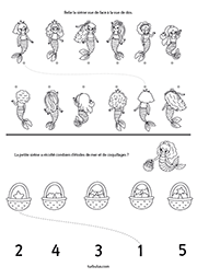 Exercice à imprimer, les sirènes, maternelle MS, GS, CP