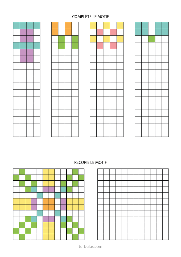 Reproduire des motifs, enfants de maternelle moyenne section
