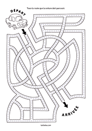 Labyrinthe gratuit à imprimer, tracer le trajet de la voiture