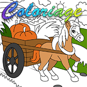 Coloriage en ligne, un cheval et sa charette