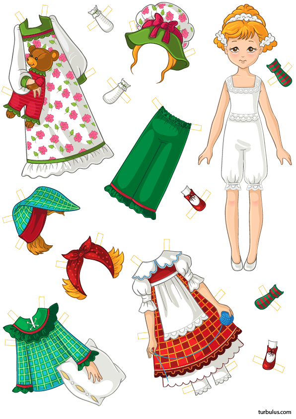 Modèle de poupée et ses vêtements en papier à découper