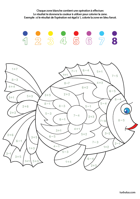 Coloriage magique, le poisson - Turbulus, jeux pour enfants