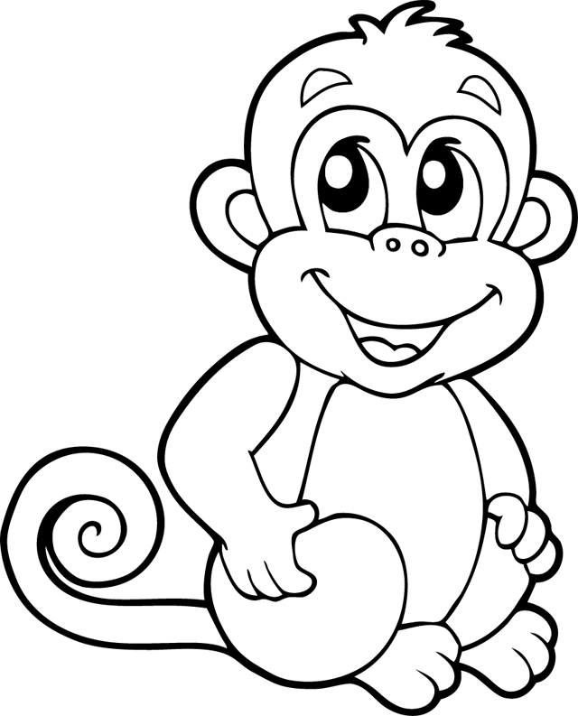 Coloriage à imprimer ; un singe