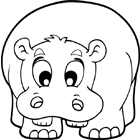 Coloriage à imprimer : un hippopotame