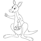 Coloriage à imprimer : un kangourou et son petit