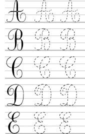 Alphabet ; majuscules, écriture cursive