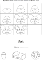 Fiche de jeux à imprimer; un rébus, dessiner une tête de souris