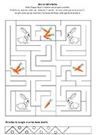 Jeu de labyrinthe à imprimer, les lapins